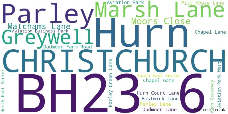 A word cloud for the BH23 6 postcode